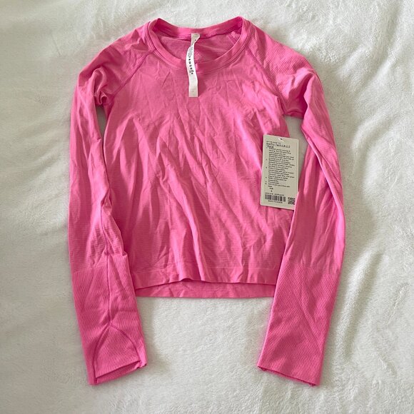 NWT Lululemon Swiftly Tech Long Sleeve Race Length T-Shirt Bright Pink - Picture 7 of 7